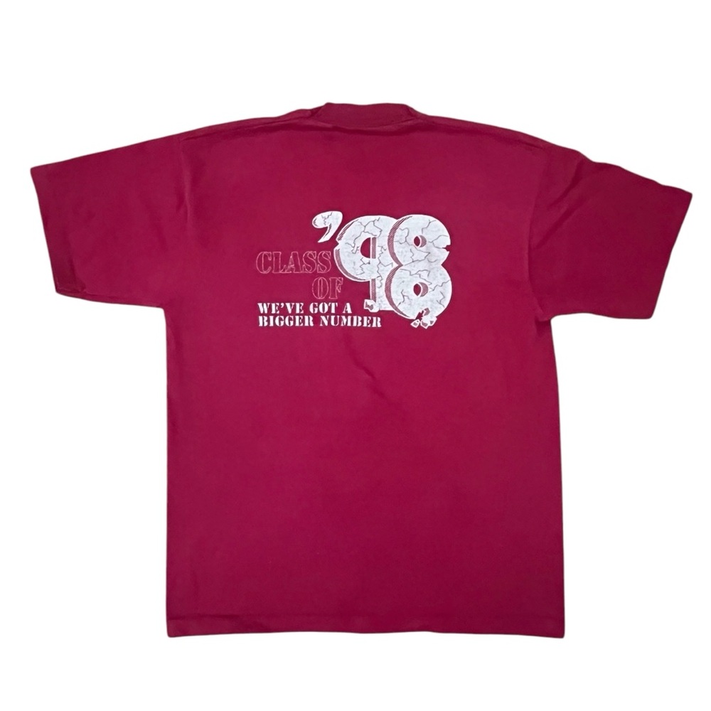 Vintage Fruit of The Loom Class of 1998 Single Stitch Seniors T-Shirt Burgundy L